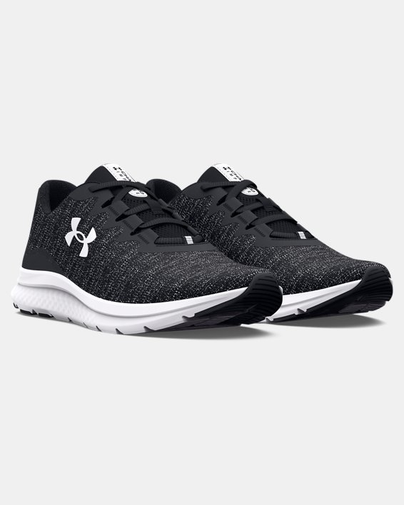 Men's UA Charged Impulse 3 Knit Running Shoes in Black image number 3